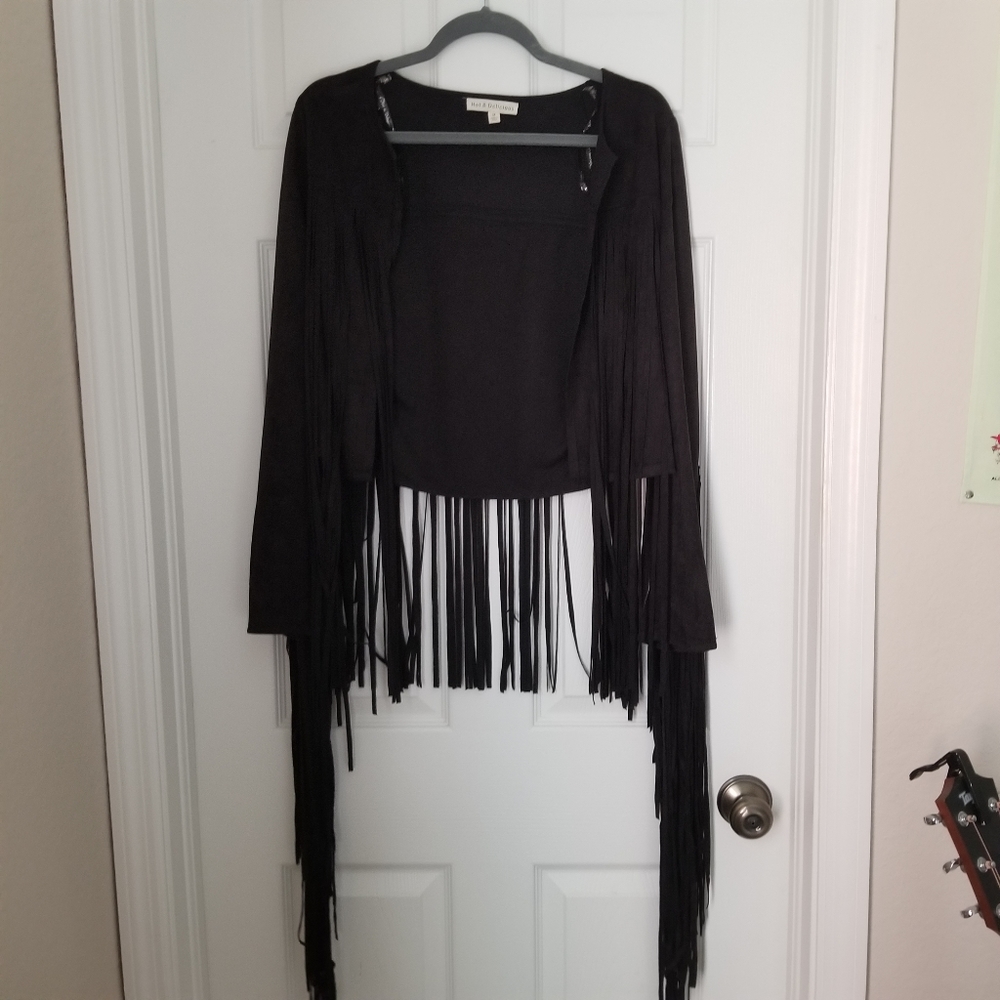Chocolate Brown Suede Ultra Long Fringe Jacket